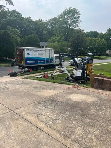 The NV Waterproofing crew just finished pulling up the home in Chantilly and is now prepping the site to begin foundation repairs for lasting stability.