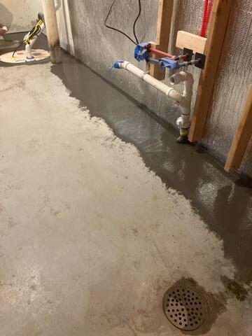 After the installation, the flooring was restored with cement