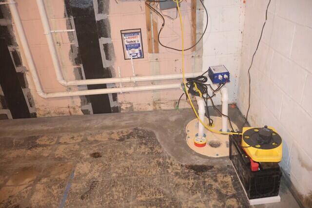 The TripleSafe sump pump is now installed and connected to the newly-installed WaterGuard drainage system!