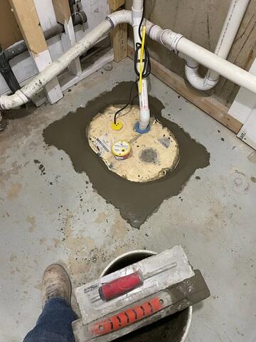 After it has been installed, the flooring was restored with cement.