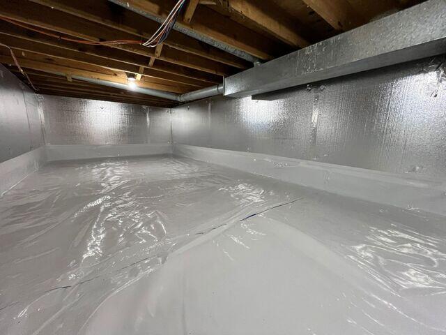 Lastly, our crew sealed the crawl space from ground moisture using our CleanSpace Vapor Barrier, creating a clean, dry environment that inhibits mold and protects structural components for long-term home health.