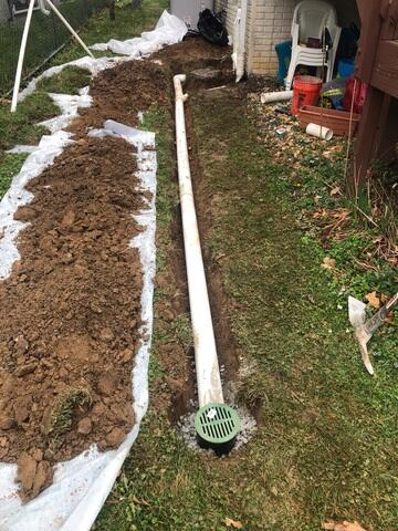 Exterior drainage systems installed for sump pump water removal