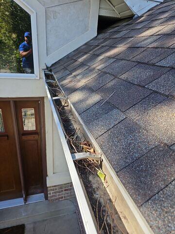 buildup of uncovered gutters