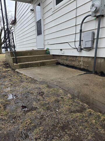 The walkway slabs have begun sinking