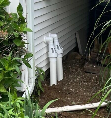 The IceGuard discharge line system is installed on the outside of the home and prevents flooding in the event of a clogged or frozen discharge line.