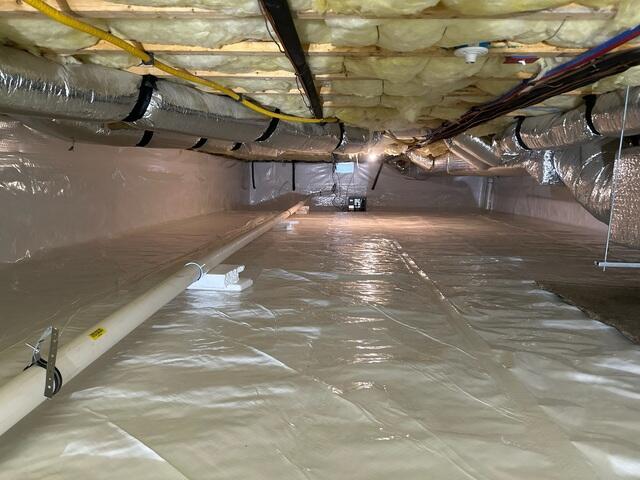 CleanSpace vapor barrier brightened and sealed the crawl space, locking out moisture. The SaniDry Sedona was added to maintain ideal humidity levels and keep the home healthy and dry.