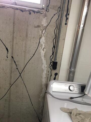 Water has been seeping through the wall cracks