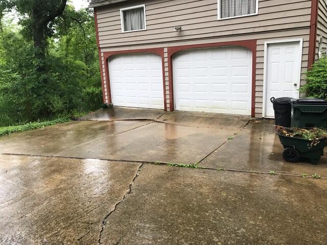 This photo shows the driveway before we leveled and repaired it.