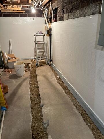 During: Our Foreman, Juan, and his crew secured and installed several waterproofing products throughout the basement.