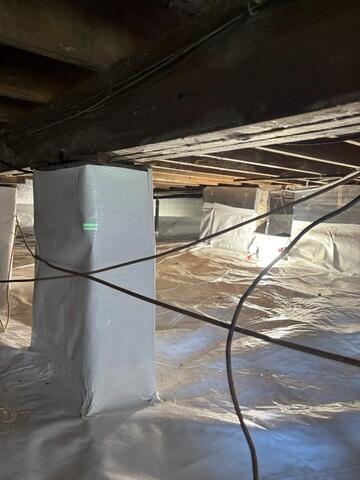 To prevent moisture, mold, and musty odors, we installed our CleanSpace Vapor Barrier. This durable liner seals the crawl space from the earth below, creating a clean, dry foundation and healthier indoor air quality.
