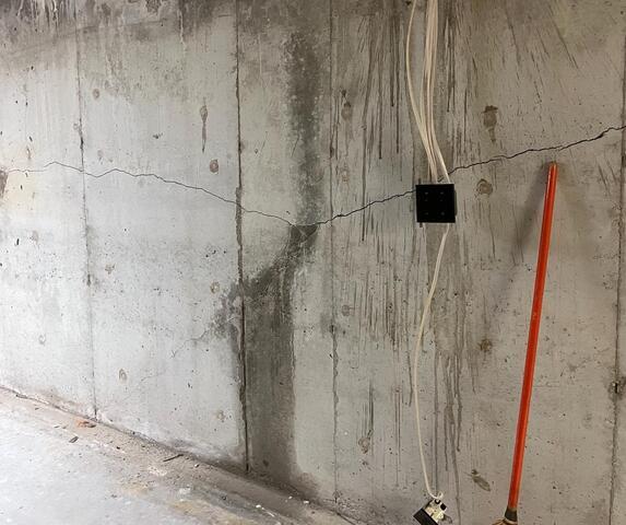 This was the problematic wall. You cans see the large leaky crack running across the poured foundation.