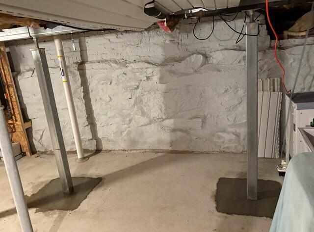 Four SmartJacks were installed throughout the basement to provide reliable support. They're made of galvanized steel and can be adjusted to reverse the sloping that has already occurred in the floors of the home above over time.