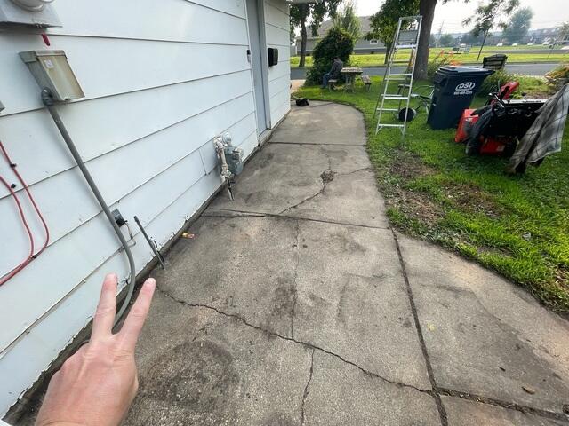 Another angle highlighting the cracks that have formed