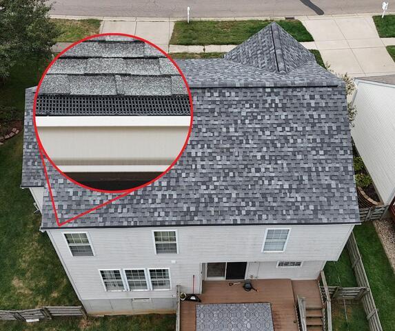 This photo shows the final transformation. We added a close up view of the new RainDrop gutter guards we installed as well. We also reworked the downspouts and ran a rain test to ensure the system was working properly.