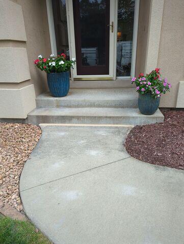 A close up of the step