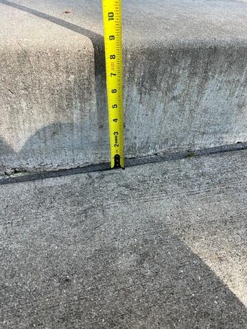 A close up of the slab in front of the step