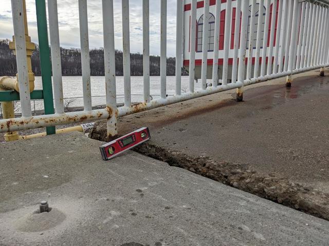 This image shows how uneven the ramp section was before we lifted and stabilized it.