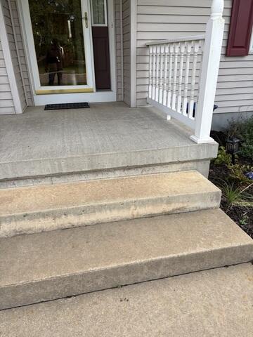 A close up of the step