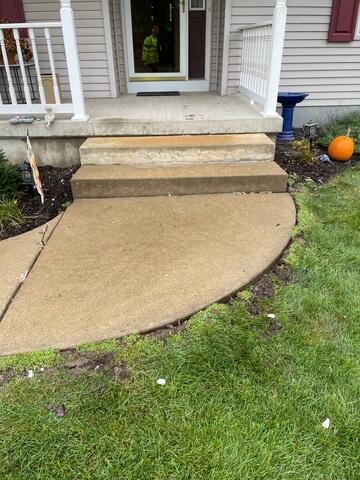 A close up of the step