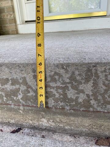 A close up of the step