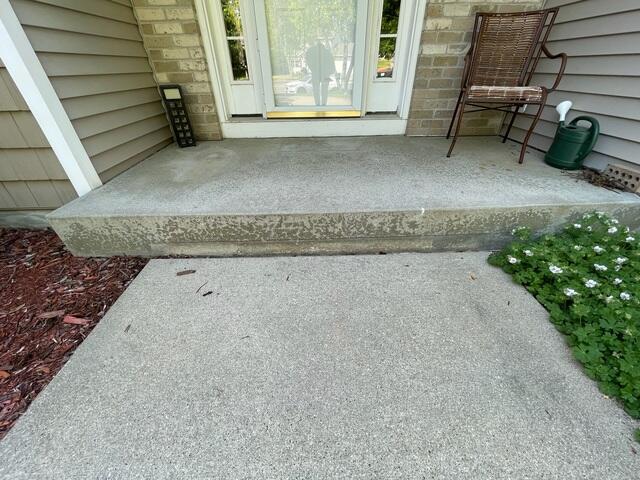 The walkway before our crew lifted the slabs