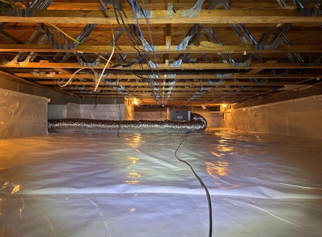 This after look allows you to see our crawl space dehumidifier in the background.