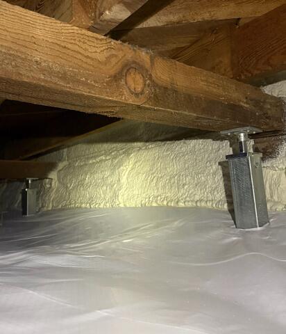 Our SmartJack system is our high capacity adjustable supplemental steel piers designed to stop settling and raise the floor back up. This lifted up the sagging floors in the home which was one of the homeowners main concerns.