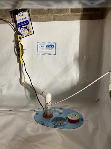 Next, our SmartSump Crawl Space Sump Pump was added to efficiently remove any water intrusion, protecting the space from flooding and long-term water damage.