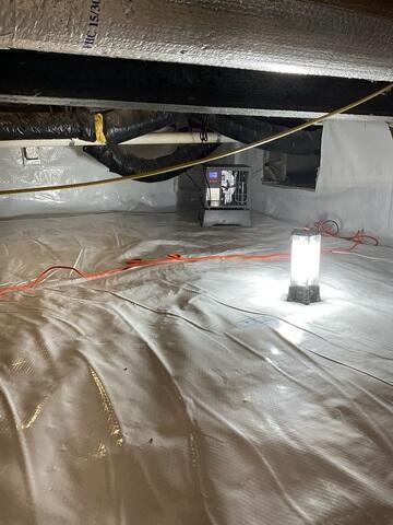 Lastly, our SaniDry Sedona Dehumidifier was installed to control humidity levels, improve air quality, and prevent mold and moisture-related problems in the crawl space.