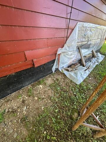 Damage to exterior of foundation in Littleton, Maine.