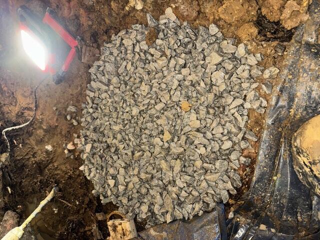 This photo shows one of the two limestone bases we poured for one of our SmartJack bases. These holes were around four feet deep.