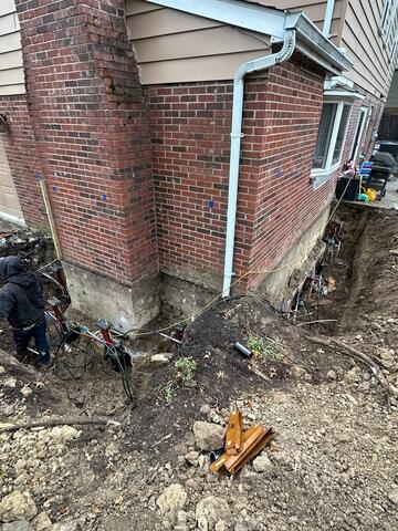 You can see that our pier layout had to wrap around several different sections of the home that were experiencing settlement.