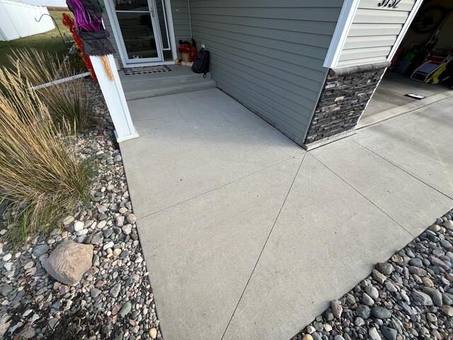 The walkway before our crew lifted the slabs