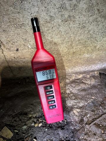 A healthy relative humidity in a home is below 55% this crawl space was at 86.8% which was causing the entire home to be humid.
