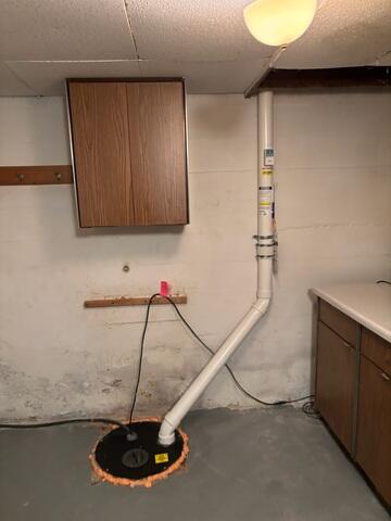 The PVC pipe was installed in the sump pump system and is connected to the fan