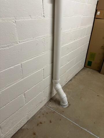The PVC pipe is installed into the footing of the home