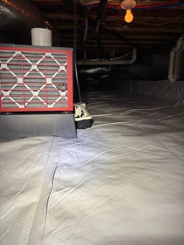 To keep humidity levels consistently low, we installed our SaniDry Sedona Dehumidifier. This powerful system removes excess moisture from the air, helping to prevent mold growth and ensuring the crawl space stays dry, healthy, and protected long-term.