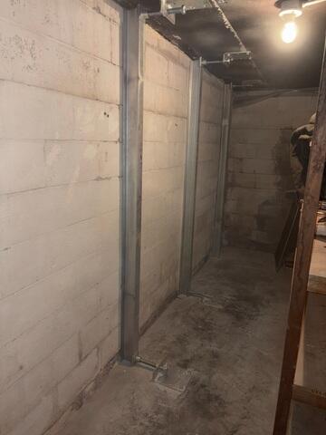 Here is what the wall looked like after the straightening. It looks completely different compared to the first photo.