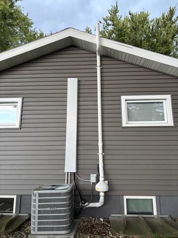 The fan installed at the outside of the home to expel the radon gas