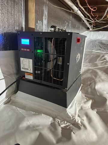 SaniDry Sedona was placed in the crawl space to get rid of any moisture in the air.