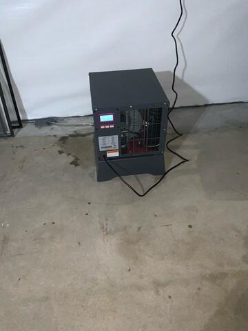 SaniDry Sedona was placed in the basement to rid the air of humidity.