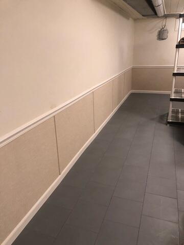 Everlast Wall Panels were installed on the walls to brighten the space and provide a clean look while defending the walls against moisture.