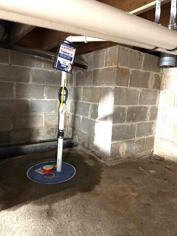 SuperSump was installed in the corner to pump out the flood water out of the crawl space.