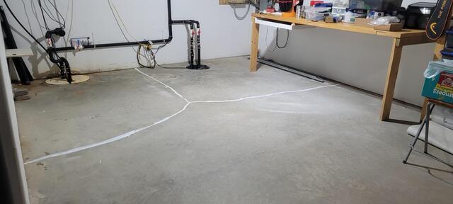 sealed cracks to prevent any further radon moisture intrusion.