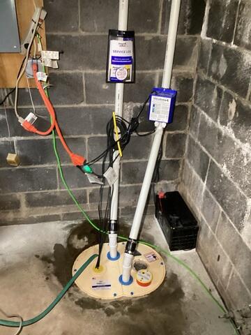 TripleSafe was installed in the corner of the basement to provide the ultimate protection against moisture with its three pumps.