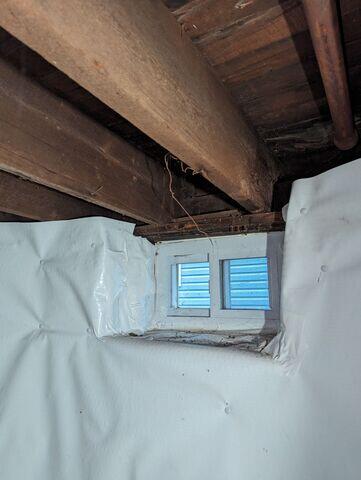 CleanSpace was installed on the walls to keep the moisture and humidity from the walls from filtering into the basement and weakening the supports and creating an unstable environment.