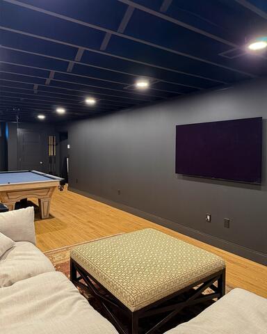 Black painted ceiling