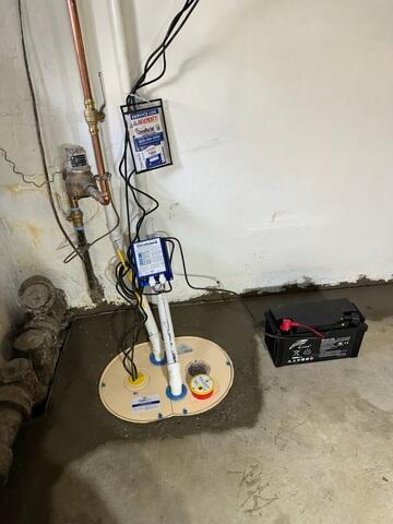 To ensure reliable water removal, our TripleSafe Sump Pump was installed as the basement's primary defense against flooding.
