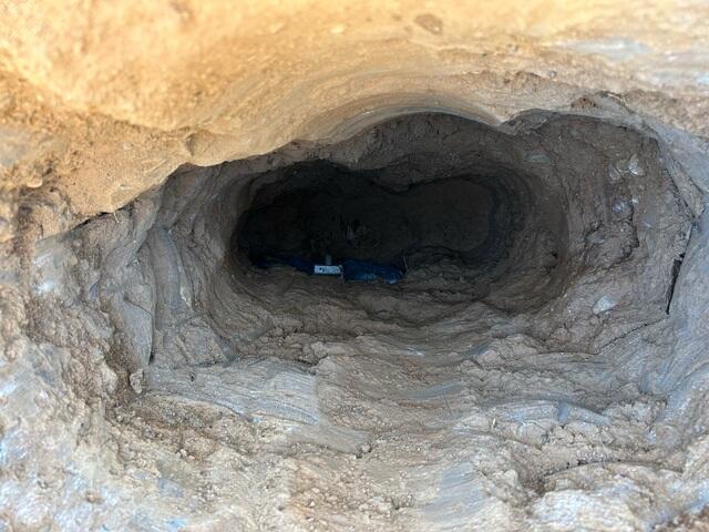 During: Our Foreman, Jose, and his crew secured the GeoLock Wall Anchors on the struggling walls.