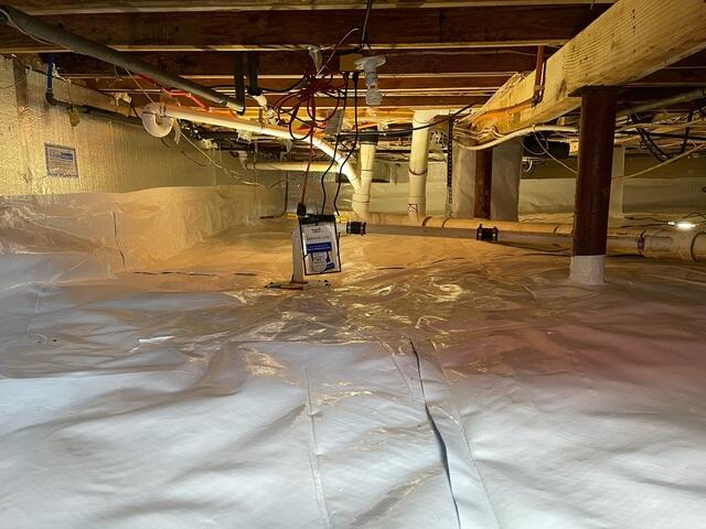 After installing CleanSpace and SilverGlo, the crawl space is now sealed, dry, insulated, and properly protected from moisture and temperature loss.